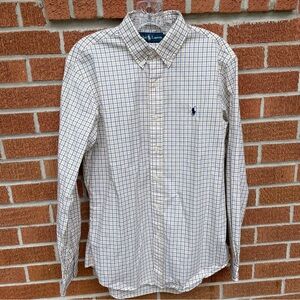Ralph Lauren Men’s Button Down Shirt Size Medium Blue Yellow Check Long Sleeve